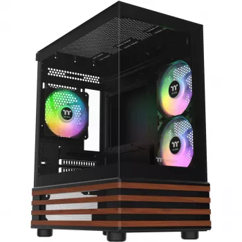 PC Micro Tower Thermaltake View 170 WS ARGB — caja micro, negra, compatible con fuente de alimentación PS2, 2x 120 mm laterales + 1x 120 mm trasero, HDD 2,5/3,5 pulgadas