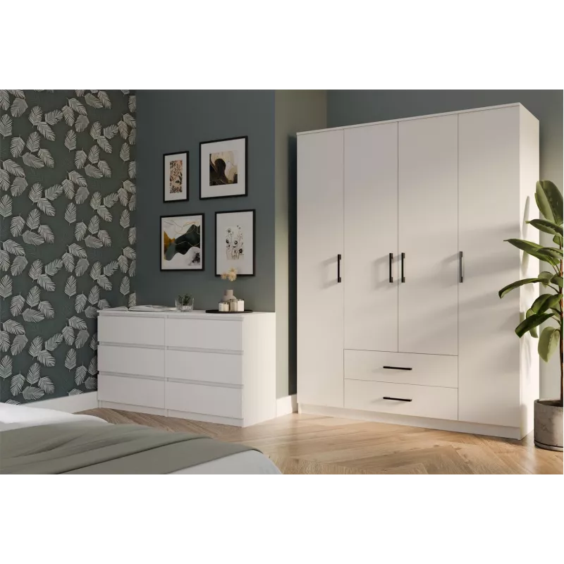 Armario ropero Topeshop ROMANA 160 BIEL KPLB 11 baldas 4 puertas blanco