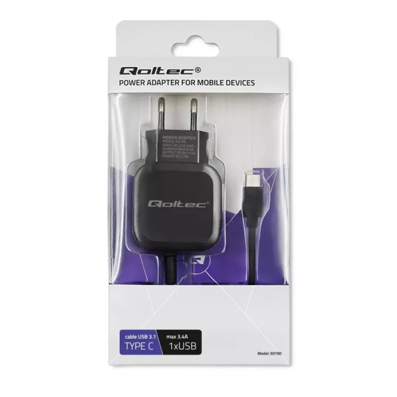 Qoltec 50190 Cargador para dispositivos móviles, Móvil, Tablet, Teléfono, Universal