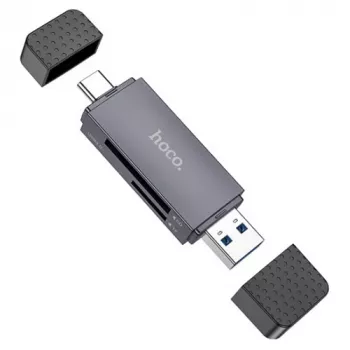 Lector de tarjetas HOCO HB45 2 ranuras SD/TF con conectores USB-A y USB-C