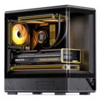 Caja de ordenador Jonsbo D200 torre midi mATX cristal templado mini pantalla temp Negro