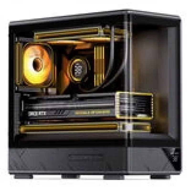 Caja de ordenador Jonsbo D200 torre midi mATX cristal templado mini pantalla temp Negro