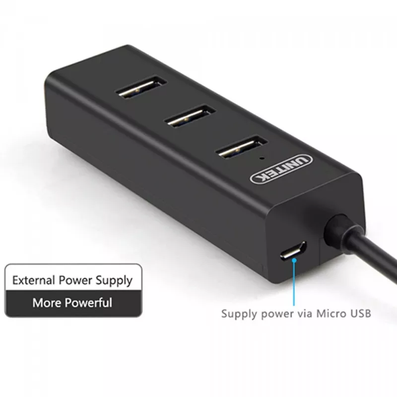 UNITEK Y-3089 hub de interfaz USB 3.2 Gen 1 (3.1 Gen 1) Type-A 5000 Mbit/s negro