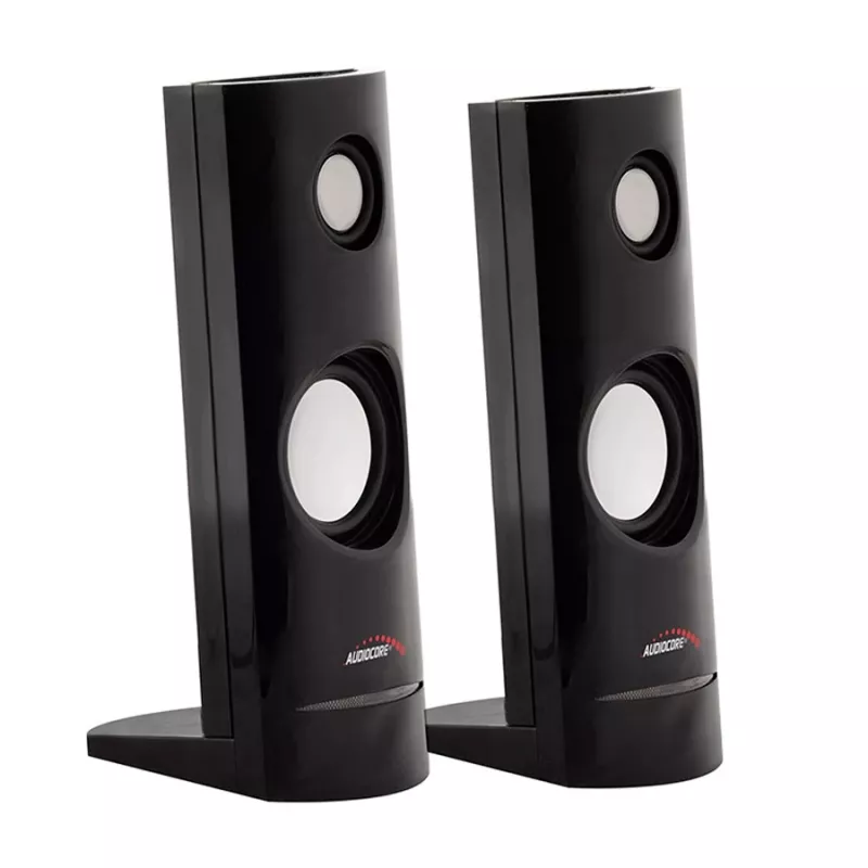 Altavoz de PC con cable de 2 vías Audiocore AC860, 2.0 canales, 4 W RMS, alimentación por USB, entrada de 3,5 mm, negro