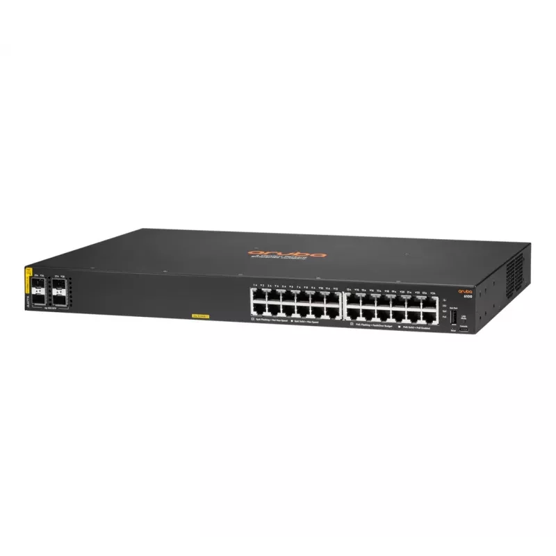 HPE Aruba Networking CX 6100 24G Class4 PoE 4SFP+ 370W Managed L3 Gigabit Ethernet (10/100/1000) Power over Ethernet (PoE) 1U Negro