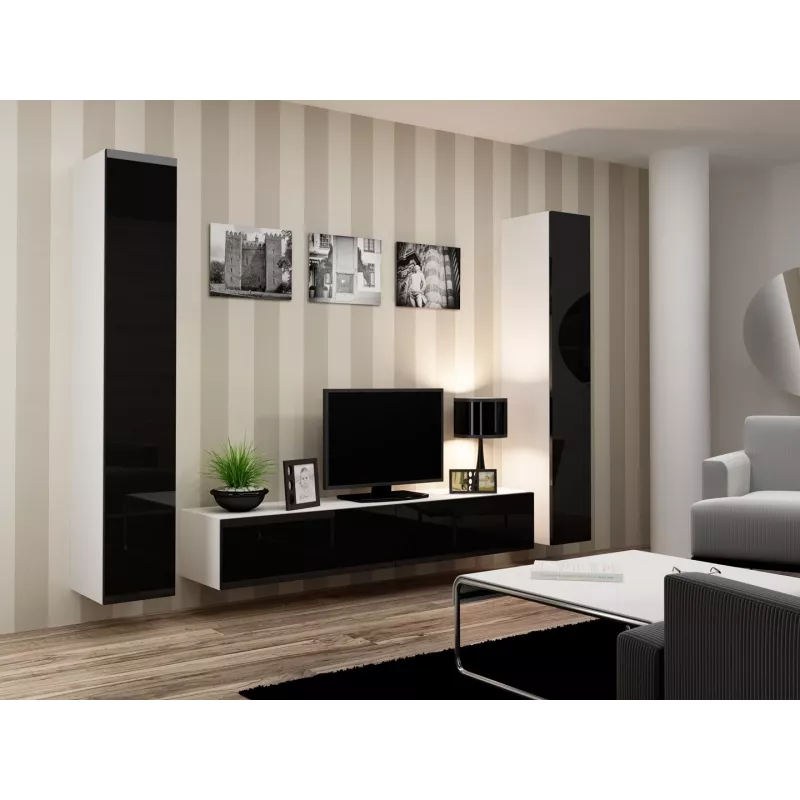 Armario cerrado Cama VIGO '180' 180/40/30 blanco/negro brillo