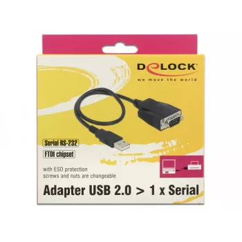 DeLOCK 62958 adaptador USB a RS-232, USB Tipo A, negro