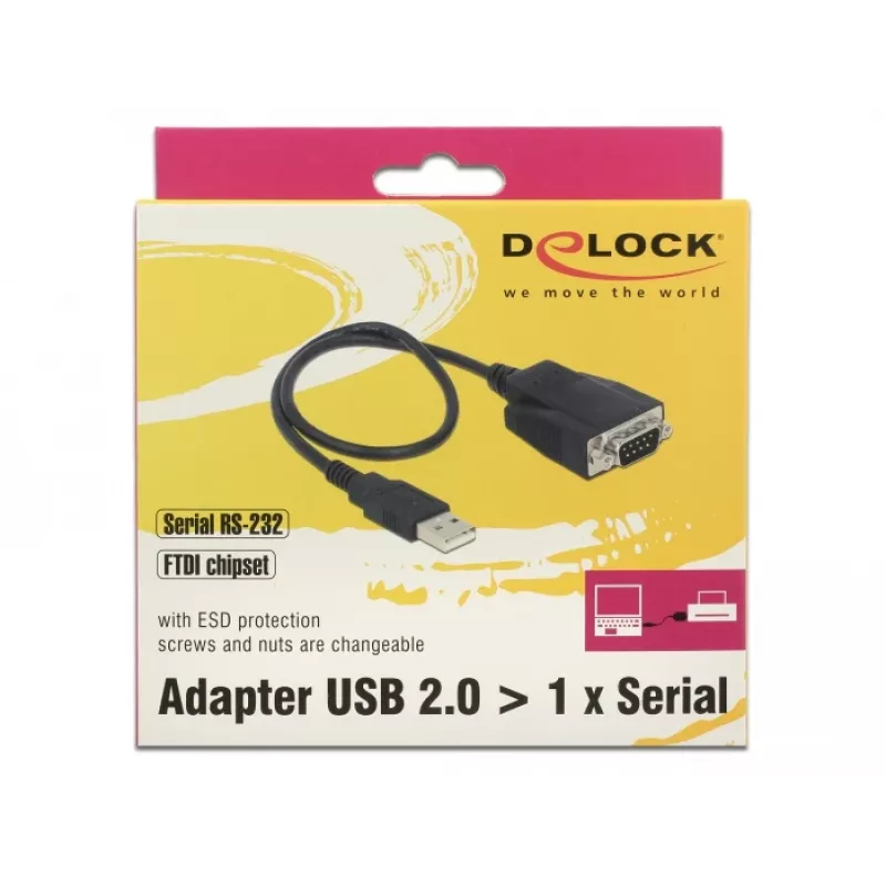 DeLOCK 62958 adaptador USB a RS-232, USB Tipo A, negro