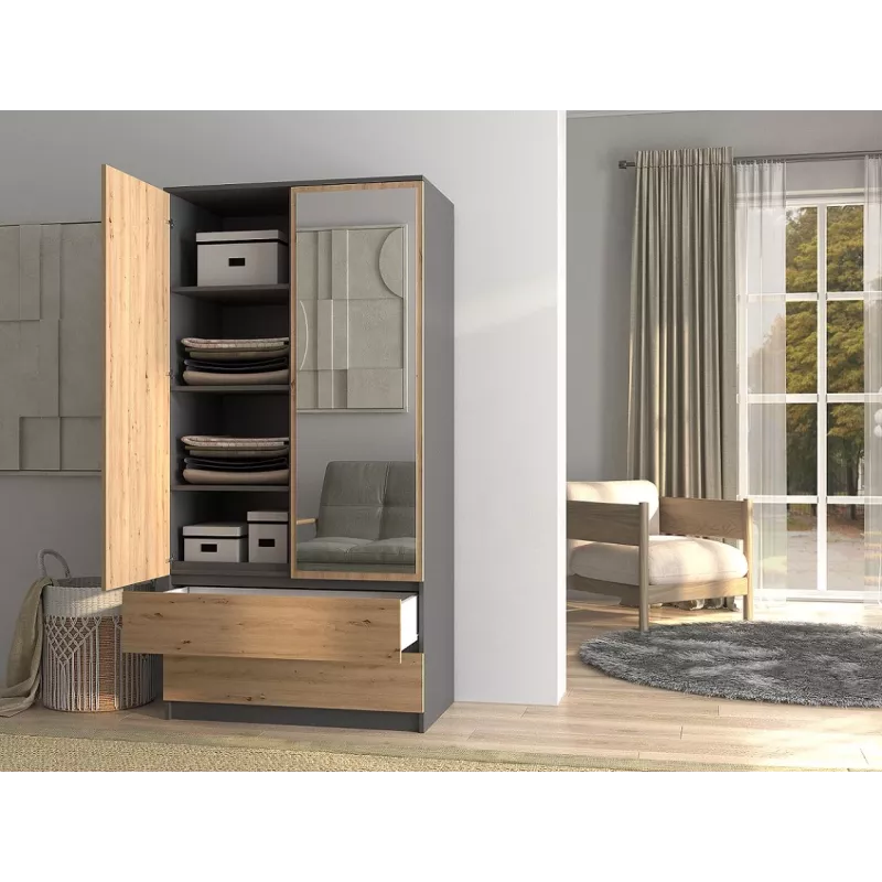 Topeshop SZAFA MALWA AN/AR L armario de dormitorio 5 baldas 2 puertas