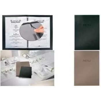 Carpeta de menú sigel SM207 A5 antracita — funda de plástico con textura de lino