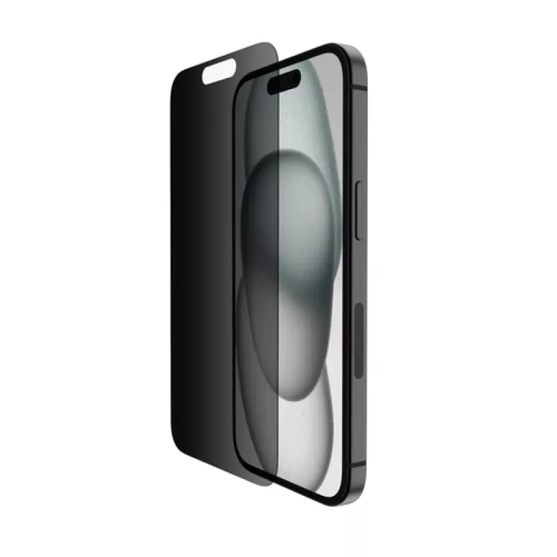 Belkin ScreenForce Pro - protector de pantalla para móvil - 2,5D - vidrio - con filtro de privacidad - vidrio - para Apple iPhone 14 Pro, 15 (OVA147ZZ)