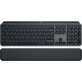 Teclado inalámbrico de tamaño completo Logitech Master MX Keys S — grafito, Bluetooth y 2,4 GHz (nano), recargable por USB-C, retroiluminado, QWERTY US International