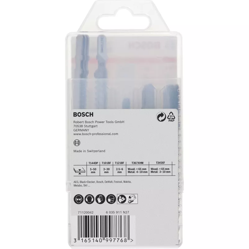 Bosch 2 607 011 438 hoja de sierra de calar/curvas/sable para calar Carbide 15 uds.