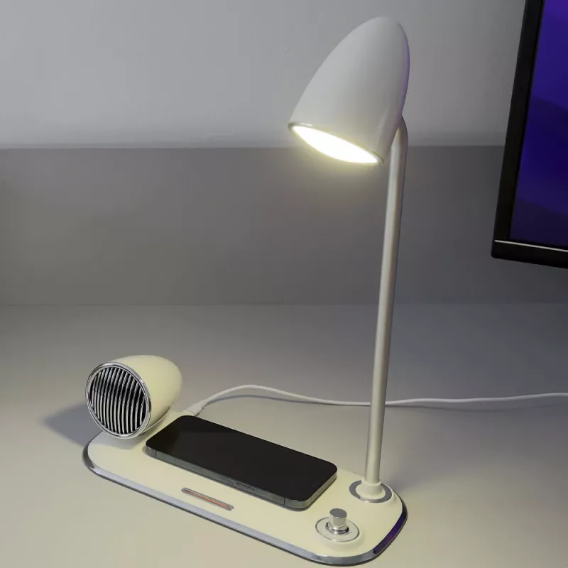 Cargador de escritorio inalámbrico Tellur TLL151371 con altavoz Bluetooth y lámpara de escritorio