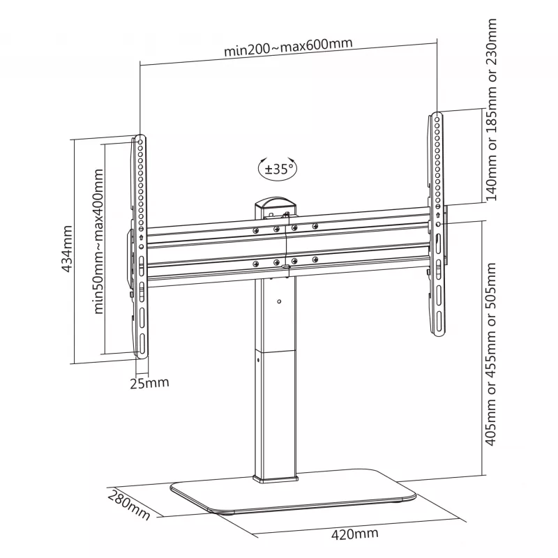 Soporte de pared para TV SBOX FS-305-2 para pantallas de 37–70