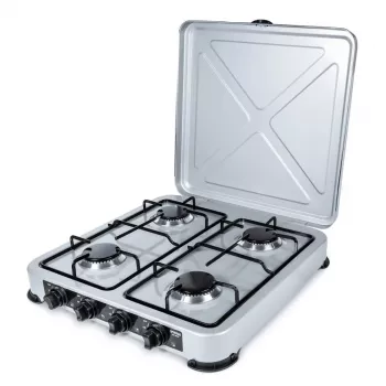 PROMIS KG400 cocina de gas de cuatro fuegos, acabado plata
