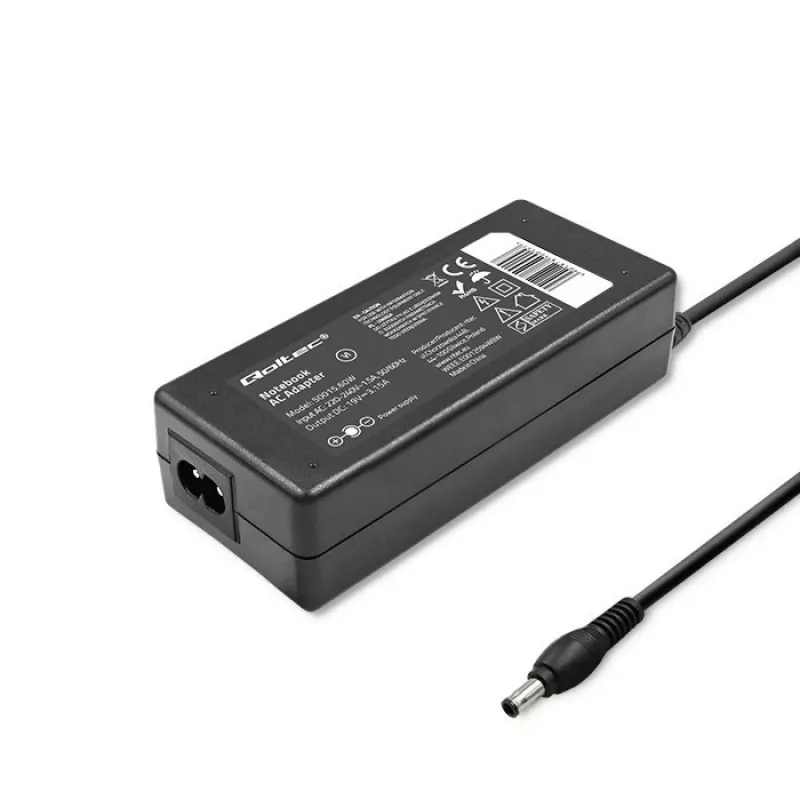 Fuente de alimentación Qoltec 50015.60W para Samsung | 60W | 19V | 3,15A | 5,5*3,5+Pin | incl. cable de alimentación