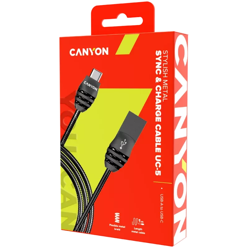 Cable CANYON UC-5 USB-C 10W 1m gris oscuro