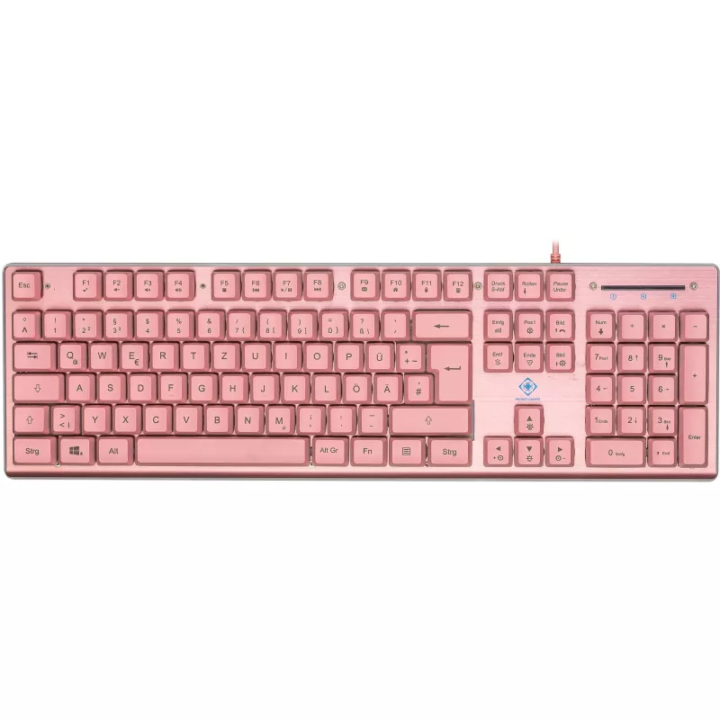 Deltaco GAM-021-RGB-P-DE - tamaño completo (100%) - USB - interruptores de membrana - QWERTZ - rosa