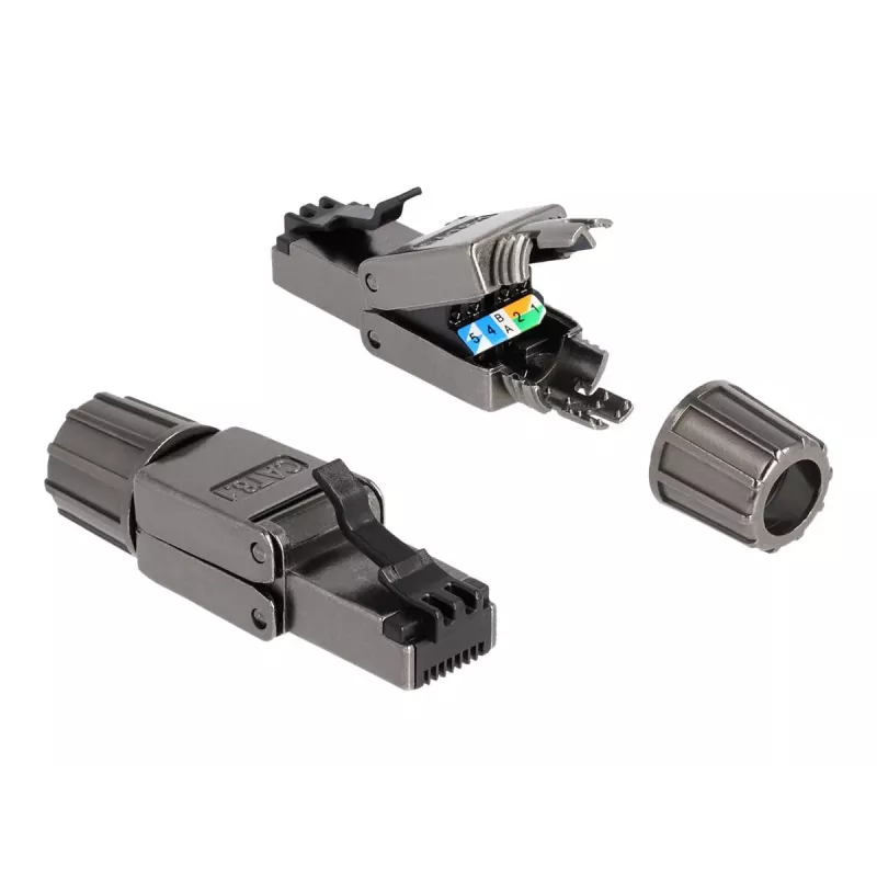 Cable de red DeLOCK conector macho RJ45 Cat.8.1 STP sin herramientas negro