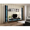 Soporte de TV Cama Meble VIGO NEW 30/180/40, parte superior blanca, marco negro brillante, 1800×400×300 mm