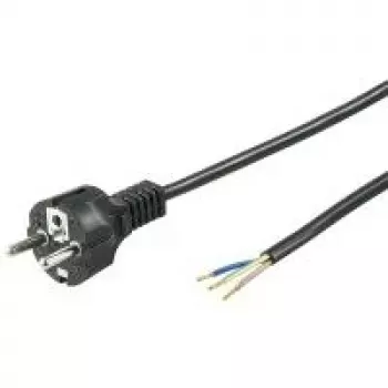 Wentronic Goobay cable de toma de tierra para montaje individual, 2 m, negro - tipo F (tipo F, CEE 7/7) > extremos de cable sueltos (94701)