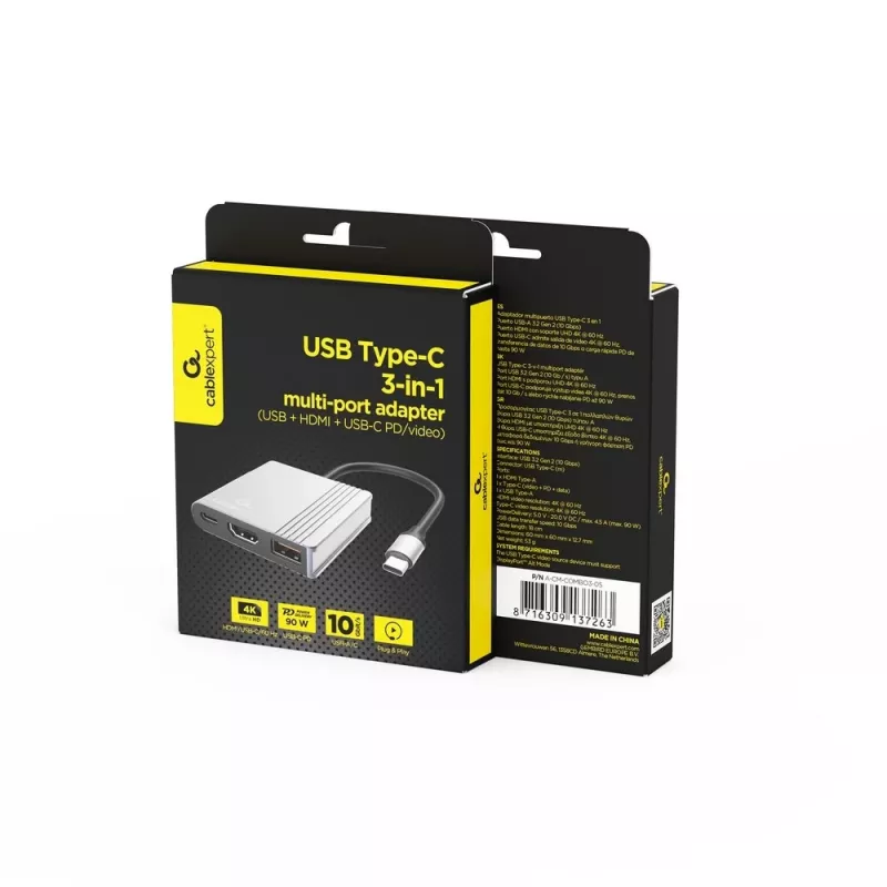 ADAPTADOR I/O USB-C A HDMI/USB3/3IN1 A-CM-COMBO3-05 GEMBIRD