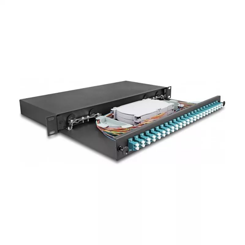 Caja de empalme de fibra óptica DeLOCK 67010 negra metal 482x220x44mm