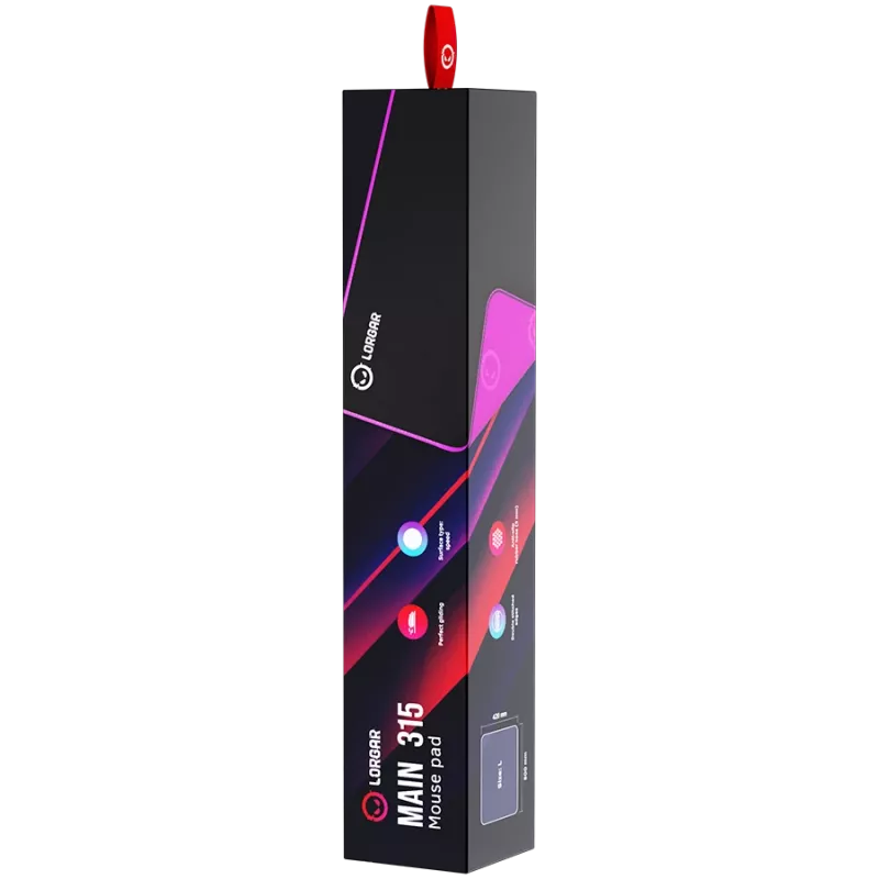 Alfombrilla gaming Lorgar Main 315, superficie de alta velocidad, base de goma antideslizante violeta, tamaño: 500 mm x 420 mm x 3 mm, peso 0,39 kg