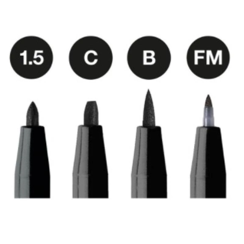 Faber-Castell Pitt Artist Pen FC-167153, negro, 4 uds.