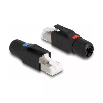 DeLOCK conector macho RJ45 de montaje en campo Cat.6A negro conector recto