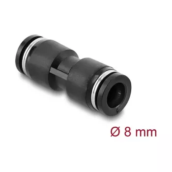 Conector neumático DELOCK de 8 mm recto, rosca hembra, metal/plástico, longitud 39 mm, negro