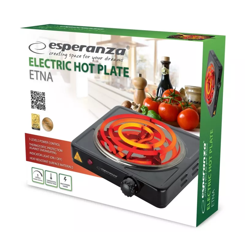 Esperanza EKH012K placa de cocina negra de sobremesa 21 cm 1 zona(s)