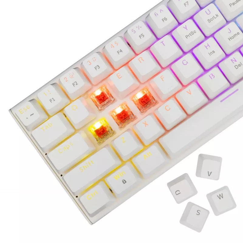 Teclado mecánico White Shark Wakizashi-2 switch US Red, tenkeyless/distribución US, blanco