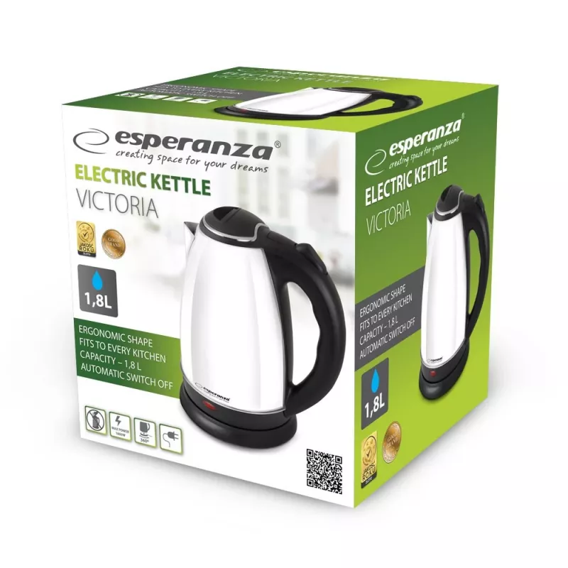 Esperanza EKK113W hervidor eléctrico 1,8 l negro, blanco 1800 W