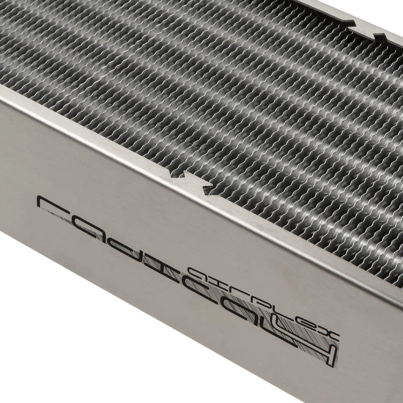 Bloque radiador Aqua-Computer 33706 — aluminio/cobre/acero inoxidable, 320×140×73 mm, gris/plata