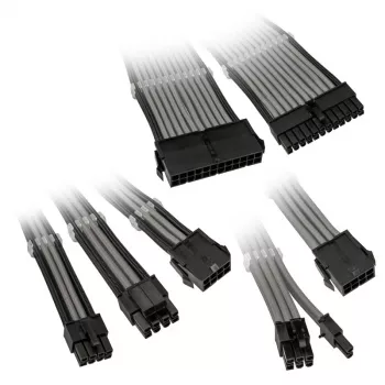 Juego de extensiones de cables trenzados Kolink Core Adept – extensiones de fuente de alimentación y placa base de 6 piezas, funda de PET, conductores de cobre, longitudes 300–350 mm