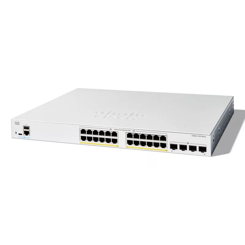 Cisco Catalyst 1200-24FP-4G Smart Switch, 24 puertos GE, Full PoE, 4x1GE SFP, Limited Lifetime Protection (C1200-24FP-4G)