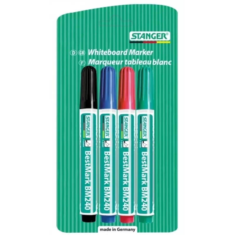 Rotulador de pizarra blanca STANGER BM240 1-3 mm, set de 4 002510