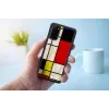 Funda protectora iKins para Samsung Galaxy S20, negra diseño Mondrian