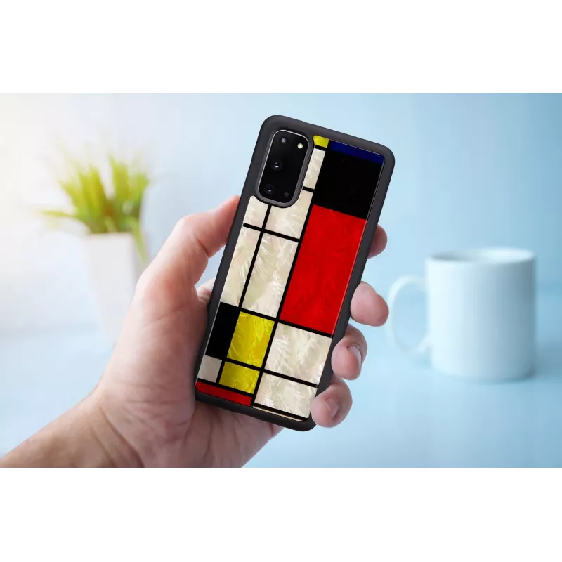 Funda protectora iKins para Samsung Galaxy S20, negra diseño Mondrian