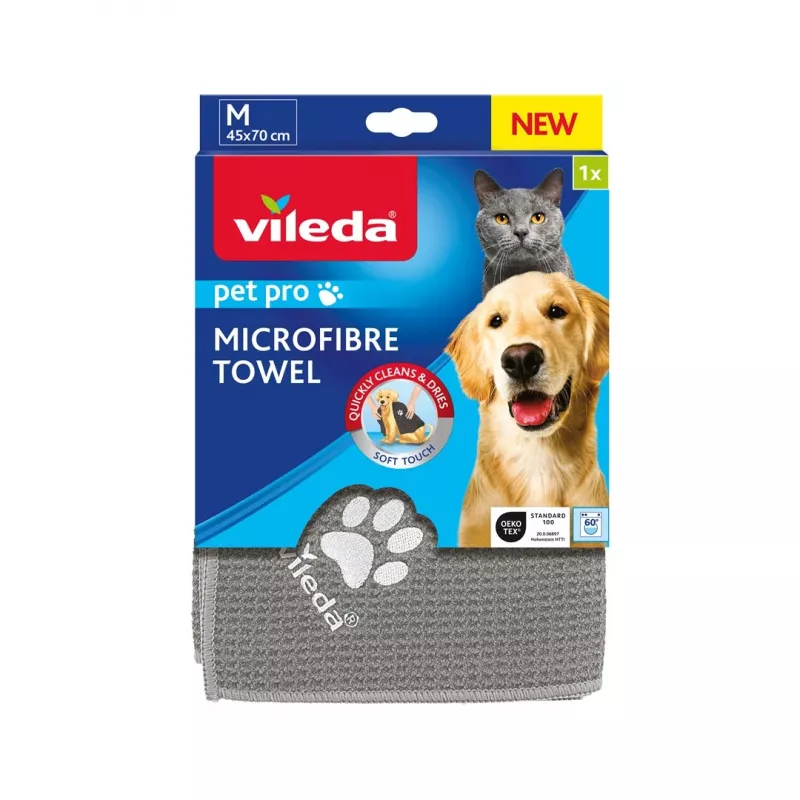 Paño VILEDA Pet Wipes 172650 450x700 mm, poliéster, lavable a máquina, gris