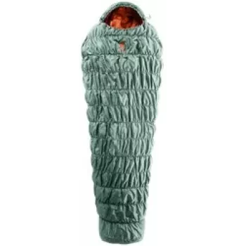Saco de dormir DEUTER Exosphere +4° EL sage-paprika, saco de dormir ligero y compacto para mujer con cremallera a la izquierda