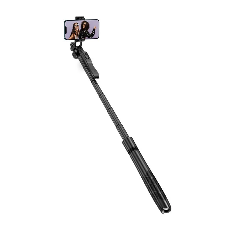 Palo selfie con trípode Crong CRGSGU1BLK aluminio Bluetooth con patas plegables y soporte para móvil