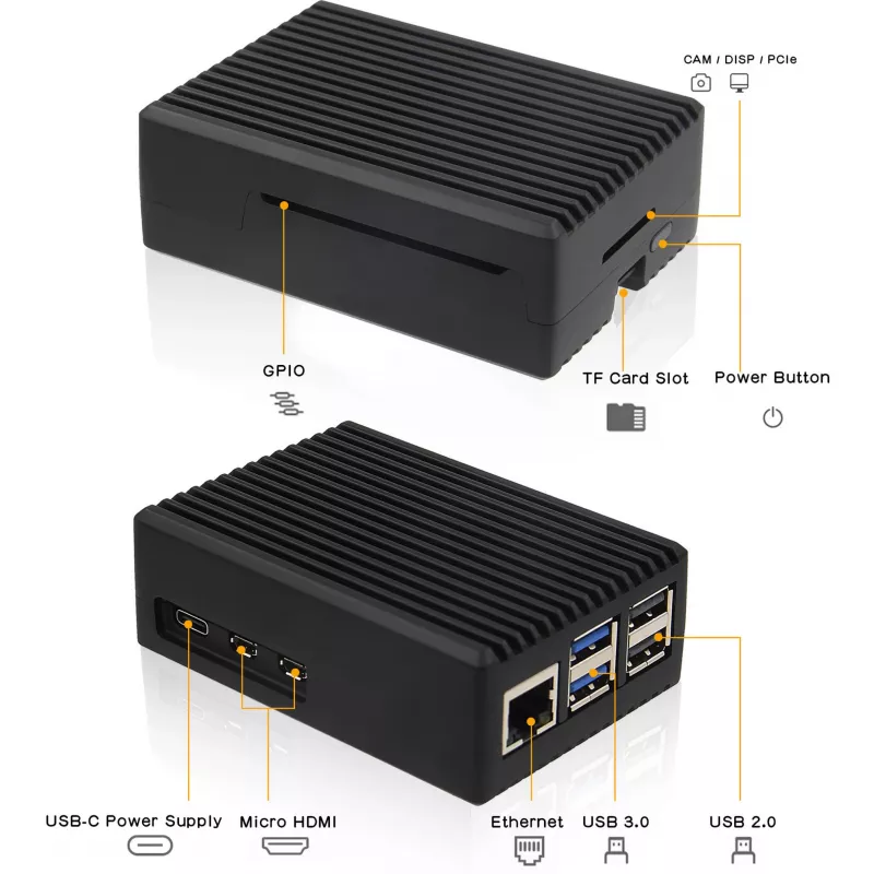 INTER-TECH Caja para Raspberry Pi 5 — ODS-739 diseño compacto
