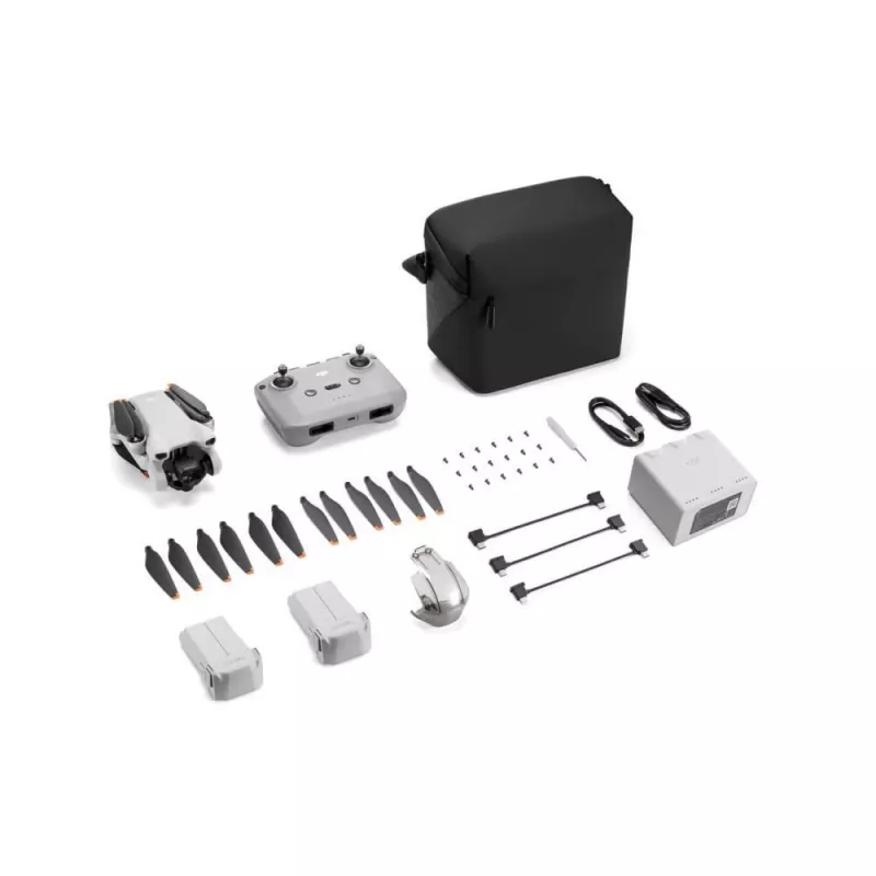 DJI Mini 3 Fly More Combo (DJI RC) dron con cámara, cuadricóptero de 4 rotores, CMOS de 12 MP 1/1,3", f/1,7, 4K HDR, hasta 38 min de vuelo, menos de 249 g, gris