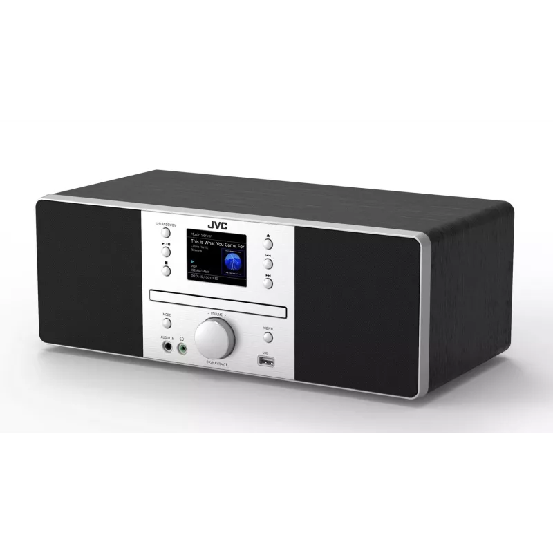 JVC RD-E874B Sistema de audio All-in-One, radio Internet/DAB+/FM, CD, Bluetooth, 20 W, negro
