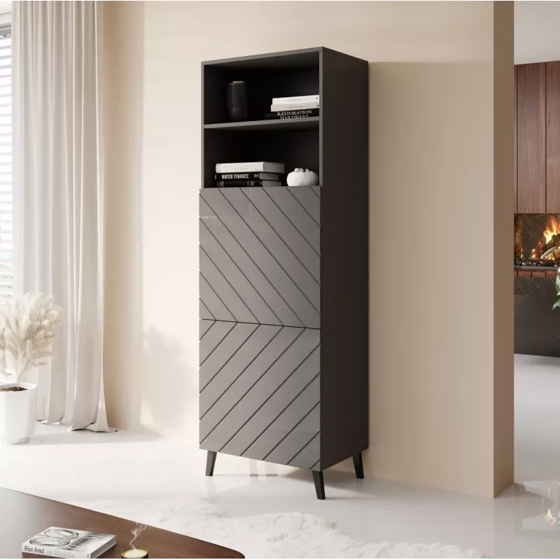 Armario de almacenamiento Cama Meble ABETO 60×40×176,5 cm grafito/grafito brillo