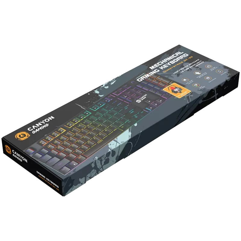 Teclado gaming Canyon Cometstrike GK-55 USB QWERTY English Negro Mechanical 104 Keys