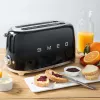 Smeg - Tostadora TSF02 4 rebanadas - negro/lacado/AnxAlxPr 41x20,8x21,5 cm/6 niveles de tostado/1500W